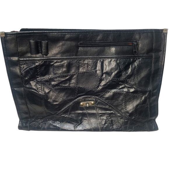 MC Marc Chantal Leather Patchwork Fold Over Cover Briefcase 1.5" x 12" [Vintage] - Picture 3 of 8